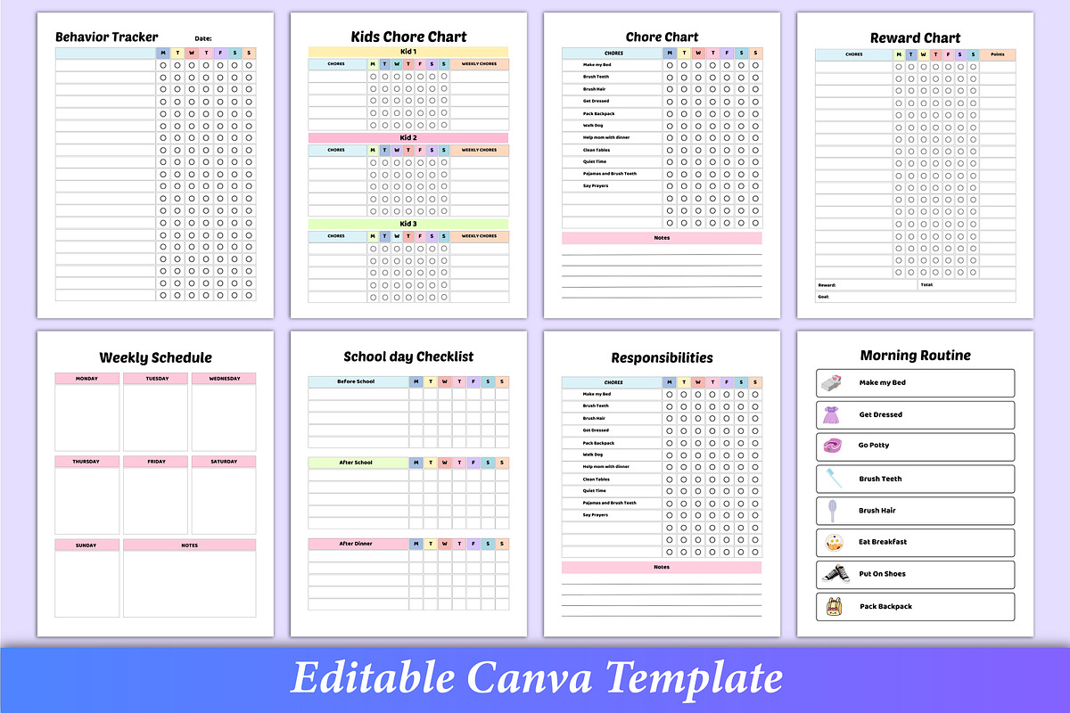 Chore Chart For Kids Canva Template