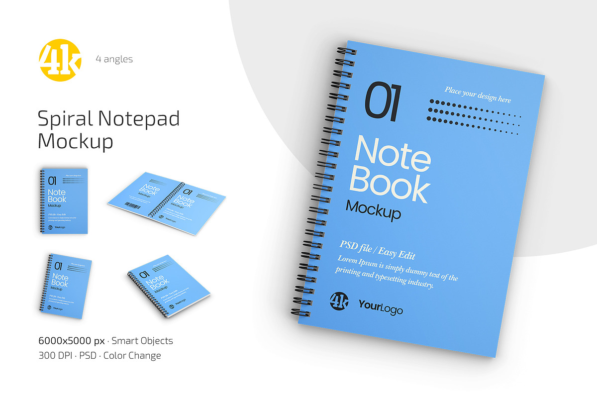 Spiral Notepad Mockup Set, a Books & Magazine Mockup by Country4k (Photo 1 of 4)