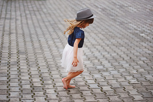 Little beautiful barefoot girl in park stock photo containing girl and happy