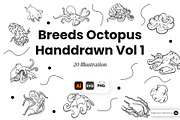 Breeds Octopus Hand-Drawn Vol. 1, an Animal Illustration by SLAB! Design (Thumbnail 1 of 3)