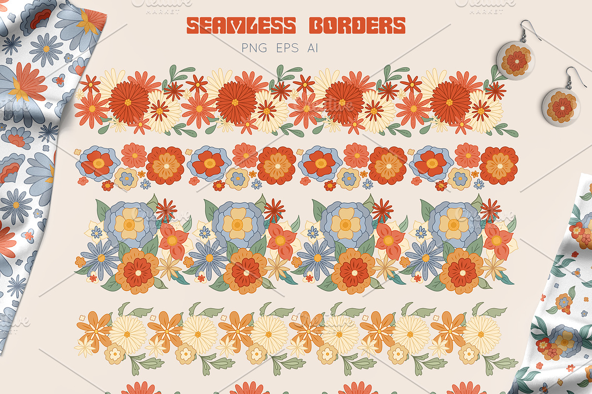 Retro flower mood patterns set, a Pattern Graphic by Veleri (Photo 7 of 9)