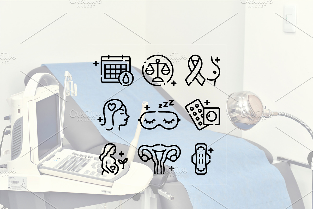 Women’s Health Line Icons Set, an Outline Icon by Lyolya Profitrolya (Photo 2 of 3)