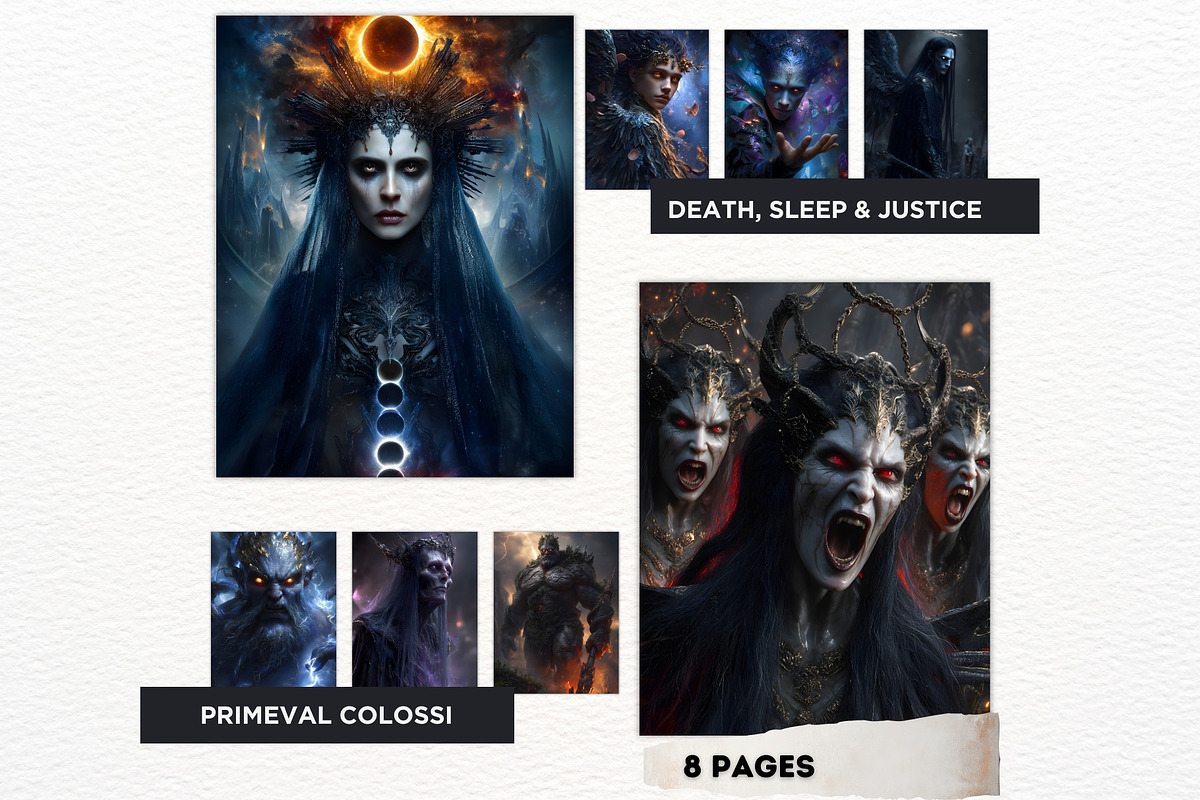 Primordial Greek Gods Digital Papers, a Person Illustration by ThatsDesignArt (Photo 8 of 10)