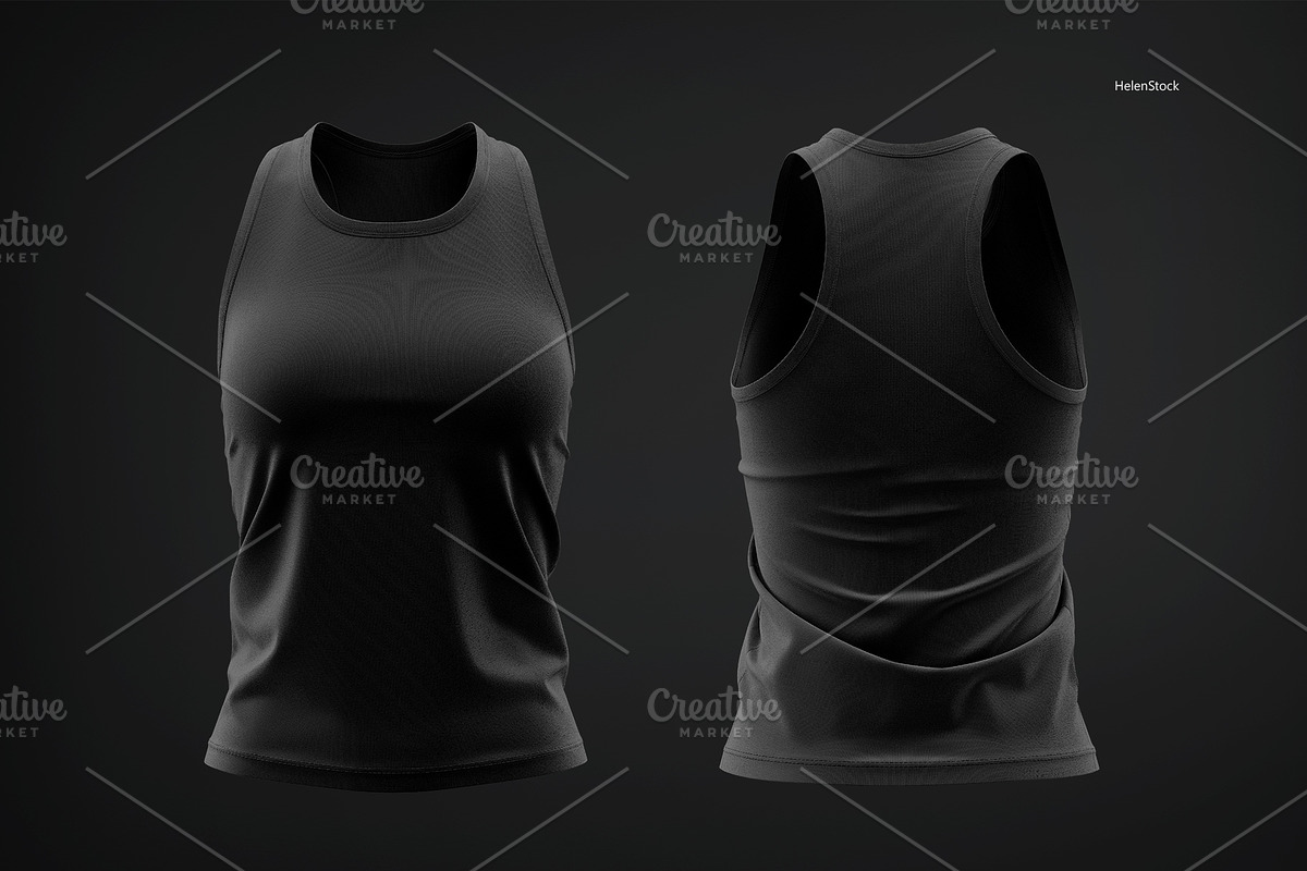 Women's Tank Top Mockups, Front Back, a Shirt Mockup by HelenStock (Photo 7 of 9)