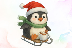 Cute Christmas Penguin PNG Files, an Illustration by Sublimation Artist