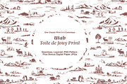 Utah Seamless Toile Pattern Set, a Background Graphic by Hughes Studio (Thumbnail 1 of 8)