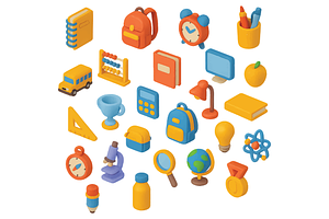 3D School Education Icon Set, an Object Graphic by nikagraphic