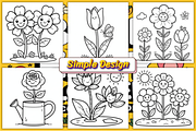 Bold and Easy Flowers Coloring Pages, a Decorative Illustration by Ink Gallery (Thumbnail 3 of 4)