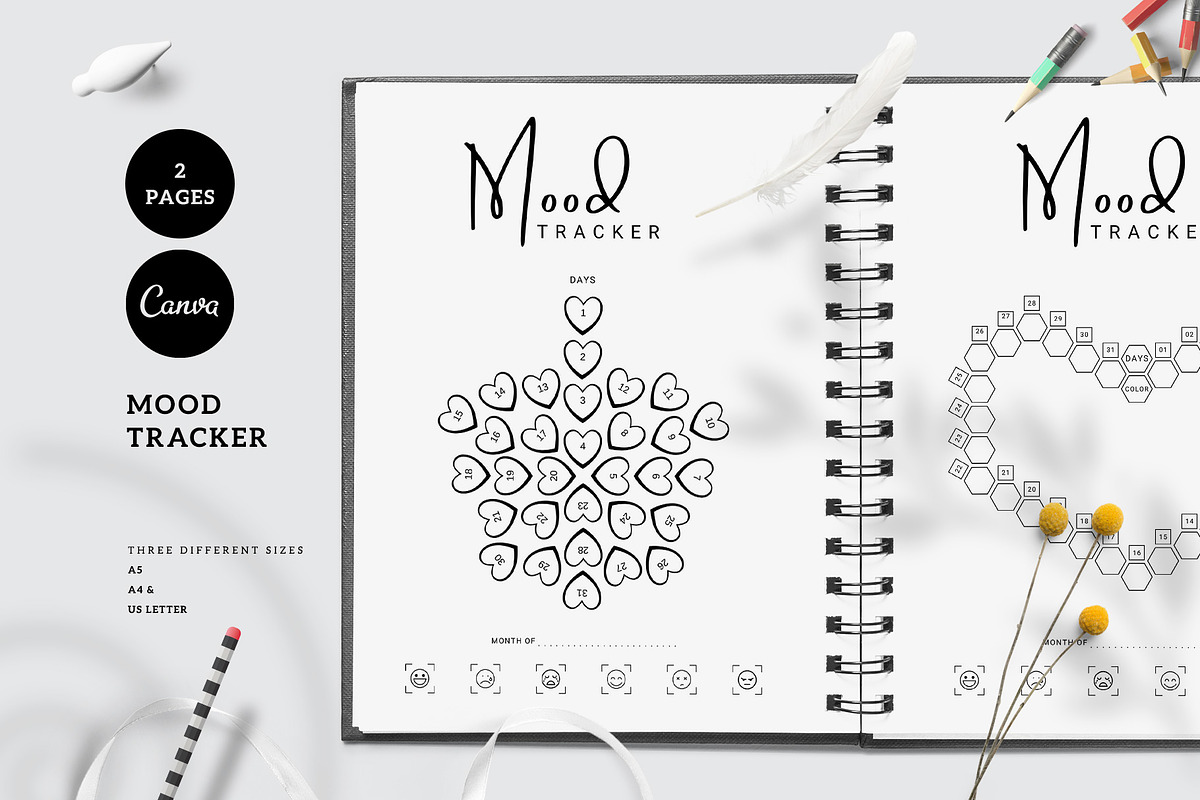Canva Mood Tracker, a Stationery Template by Amit Debnath (Photo 1 of 8)
