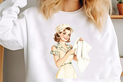 Watercolor Retro Housewife Clipart, a Seasonal Illustration by designcity5 (Thumbnail 3 of 5)
