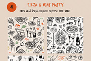 Whimsical Pizza & Wine Party set, a Food Illustration by Madiwaso (Thumbnail 9 of 11)