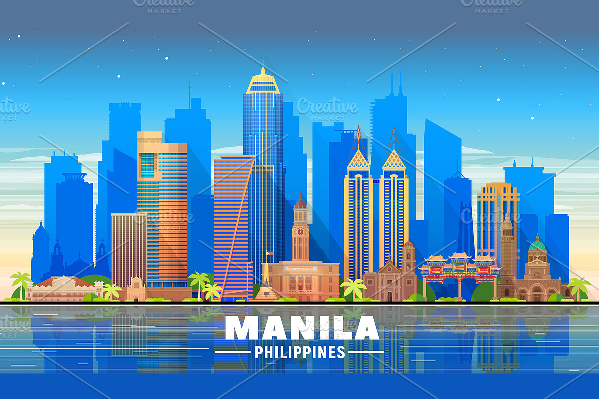 Manila Philippines vector skyline, an Illustration by Sky and glass (Photo 3 of 6)