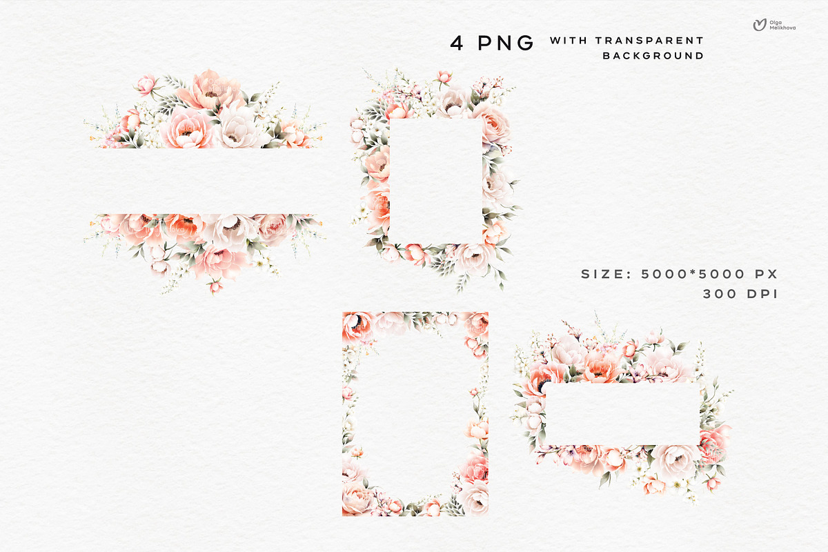 Watercolor Romantic Flowers, an Object Illustration by ollalya (Photo 6 of 8)