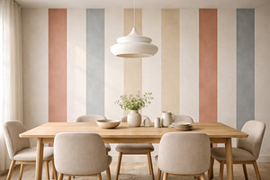 Modern dining room with retro stripe, a Photo by Dvoevnore photos