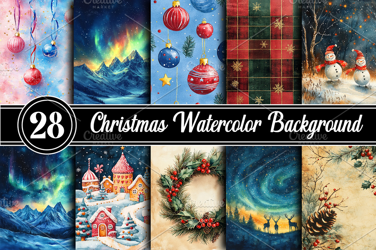 Christmas Watercolor Background, an Illustration by RobertsArt (Photo 1 of 5)