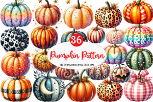 Pumpkin with Pattern Clipart, an Illustration by Watercolor design