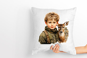 Boy with deer, Christmas watercolour, a Person Illustration by Hello My Print (Thumbnail 8 of 9)