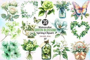 Watercolor Green Blossom Spring PNG, an Illustration by Canvas Craft