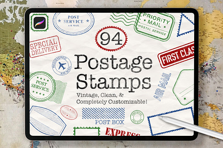 Postage Stamps for Procreate, a Brush Add-On by The Creative Bix