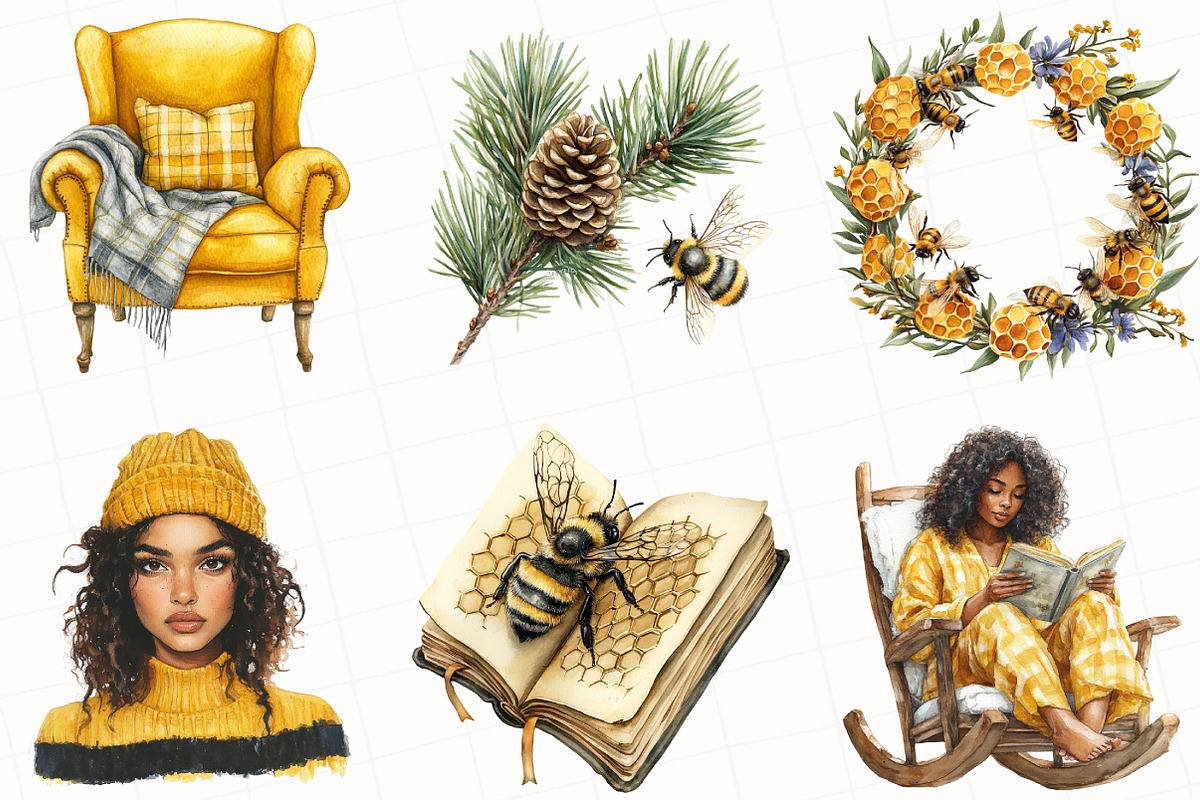 Watercolor Winter Honey Clipart, an Illustration by OK Design (Photo 4 of 5)
