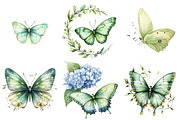 Watercolor Green Butterfly Floral, an Illustration by Watercolor design (Thumbnail 5 of 5)