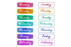 Handwritten days of the week