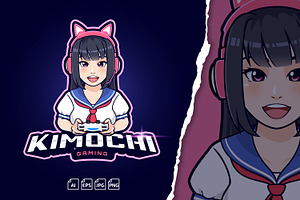 Kimochi Gamer Girl Mascot Logo, a Branding & Logo Template by tkzgraphic