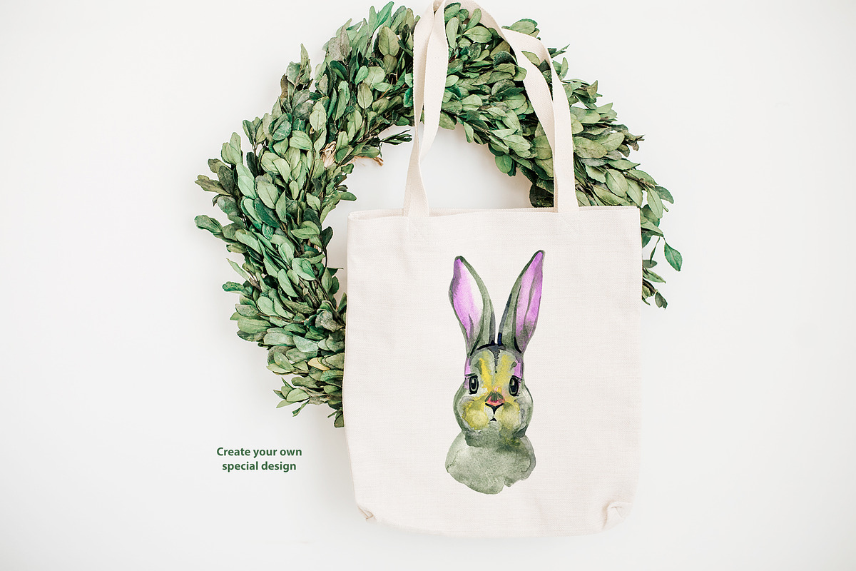 10 watercolor & ink bunnies clipart, an Animal Illustration by NataliMiasStore (Photo 3 of 5)