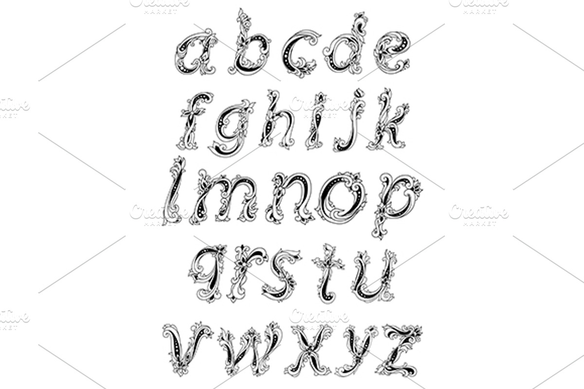 Alphabet with lowercase floral lette