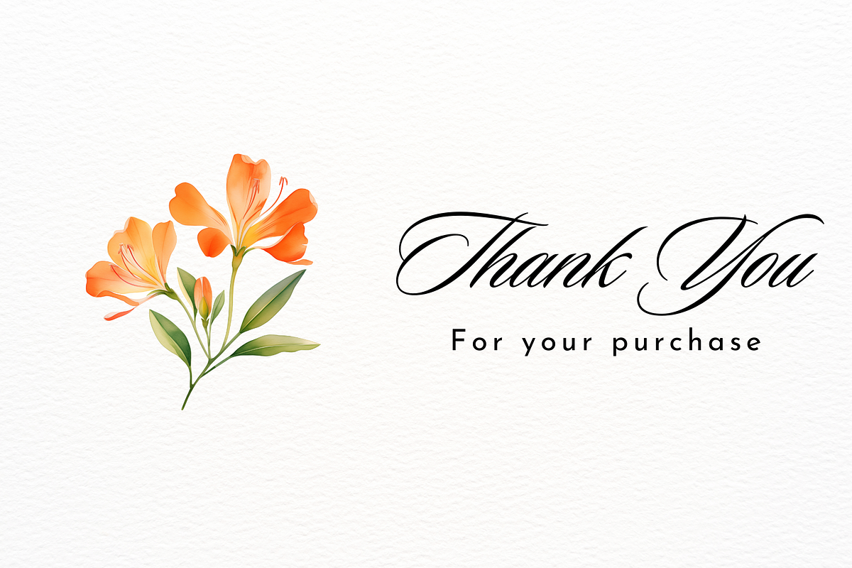 Orange Flower and Leaf Watercolor, a Decorative Illustration by New-School-Wave (Photo 5 of 5)