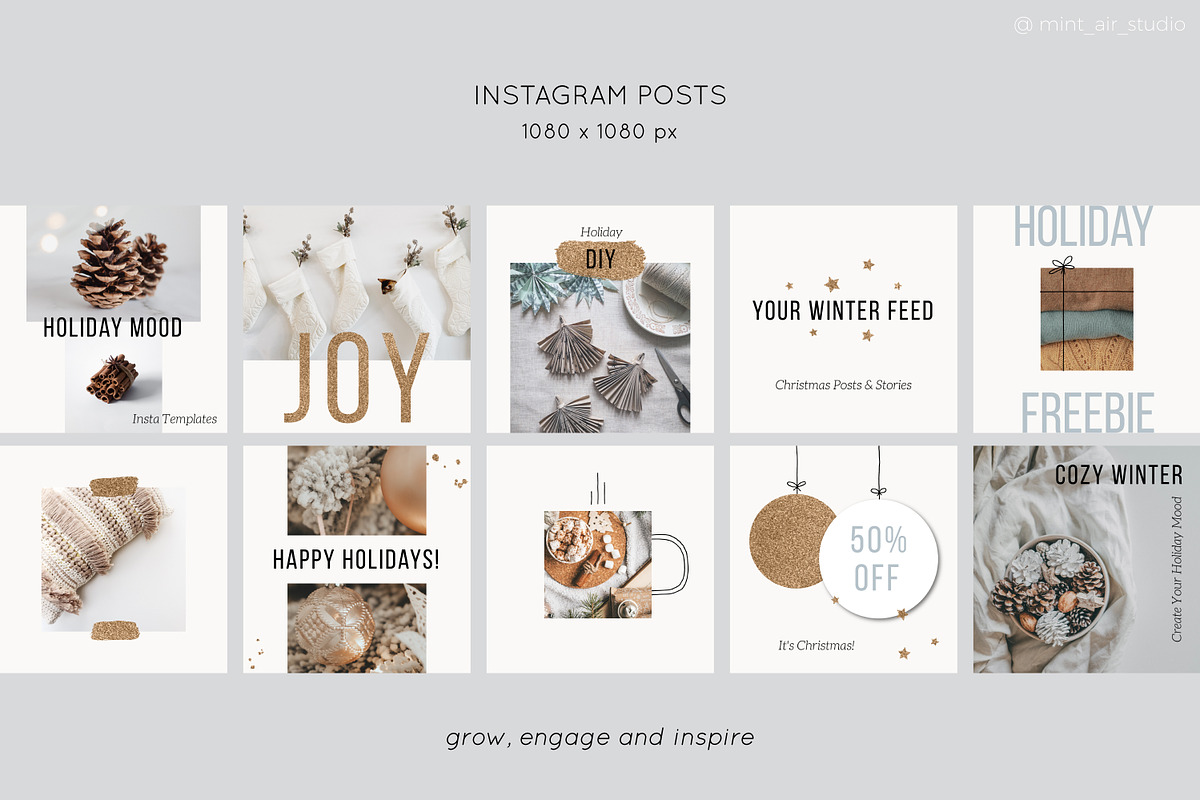 Instagram Post & Stories. CHRISTMAS, a Social Media Template by Mint Air Studio (Photo 3 of 9)
