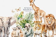 watercolor jungle wildlife clipart, an Animal Illustration by Pink Studio Art (Thumbnail 1 of 4)