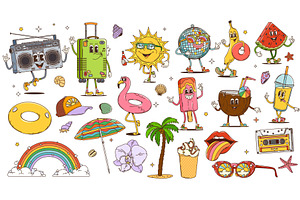 Cartoon groovy travel and leisure, a Sport Illustration by Vector Tradition