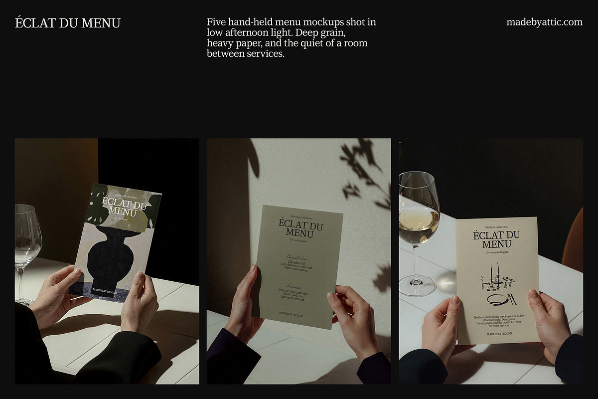 Eclat du Menu : Mockup Collection, an Advertising Mockup by Made by Attic (Photo 2 of 3)