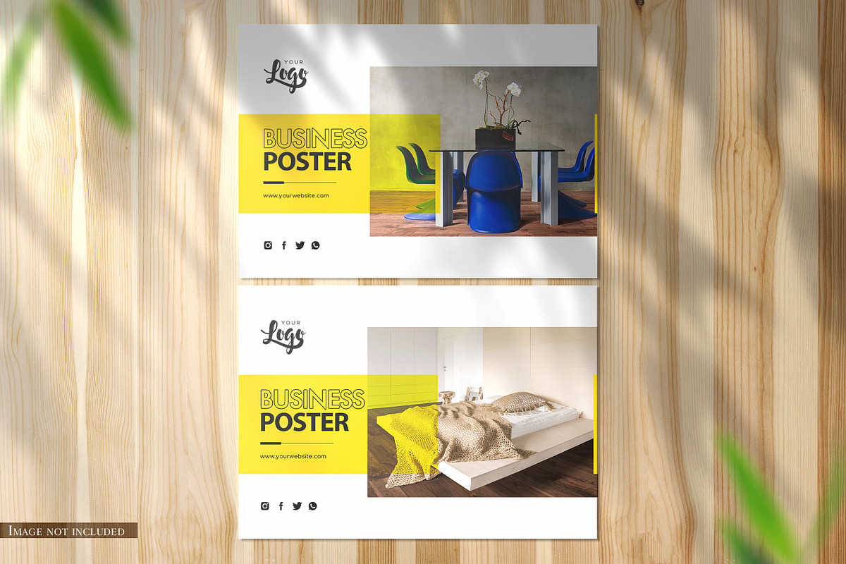 Two horizontal A5 Poster Mockup, a Print Template by ItemBridge