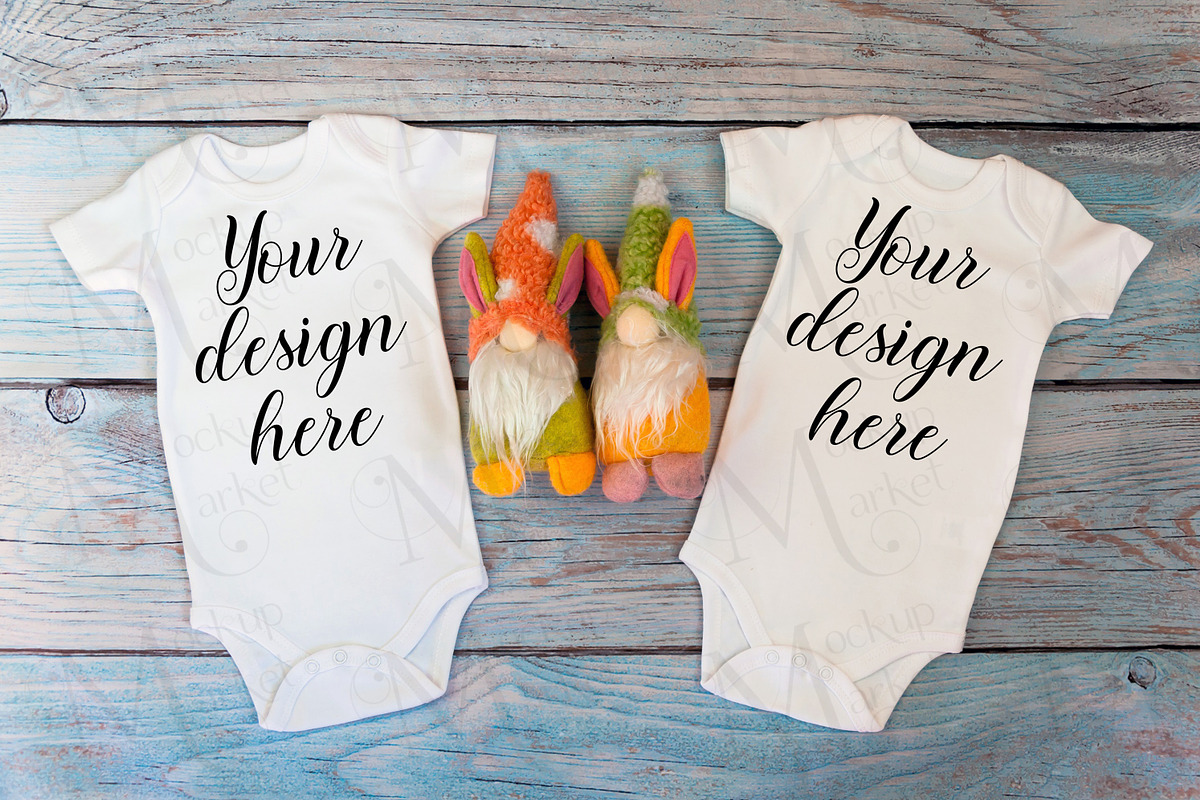12 twin baby bodysuit Mockup Bundle., a Print Template by MockupMarket (Photo 8 of 13)