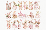 Cute Pink Bunny Clipart, an Animal Illustration by ClipArtCharm (Thumbnail 4 of 7)