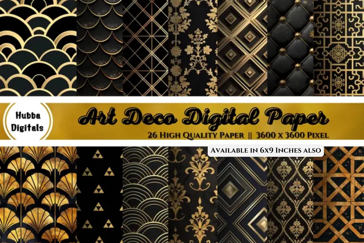 26 Art Deco Digital Paper, an Illustration by HubbaDigitals (Photo 1 of 2)