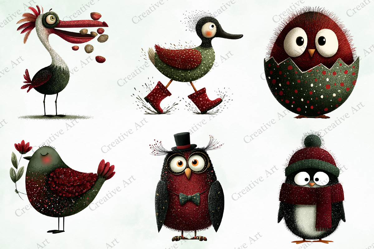 Whimsical & Quirky Bird Clipart, an Illustration by Creative Art (Photo 2 of 10)