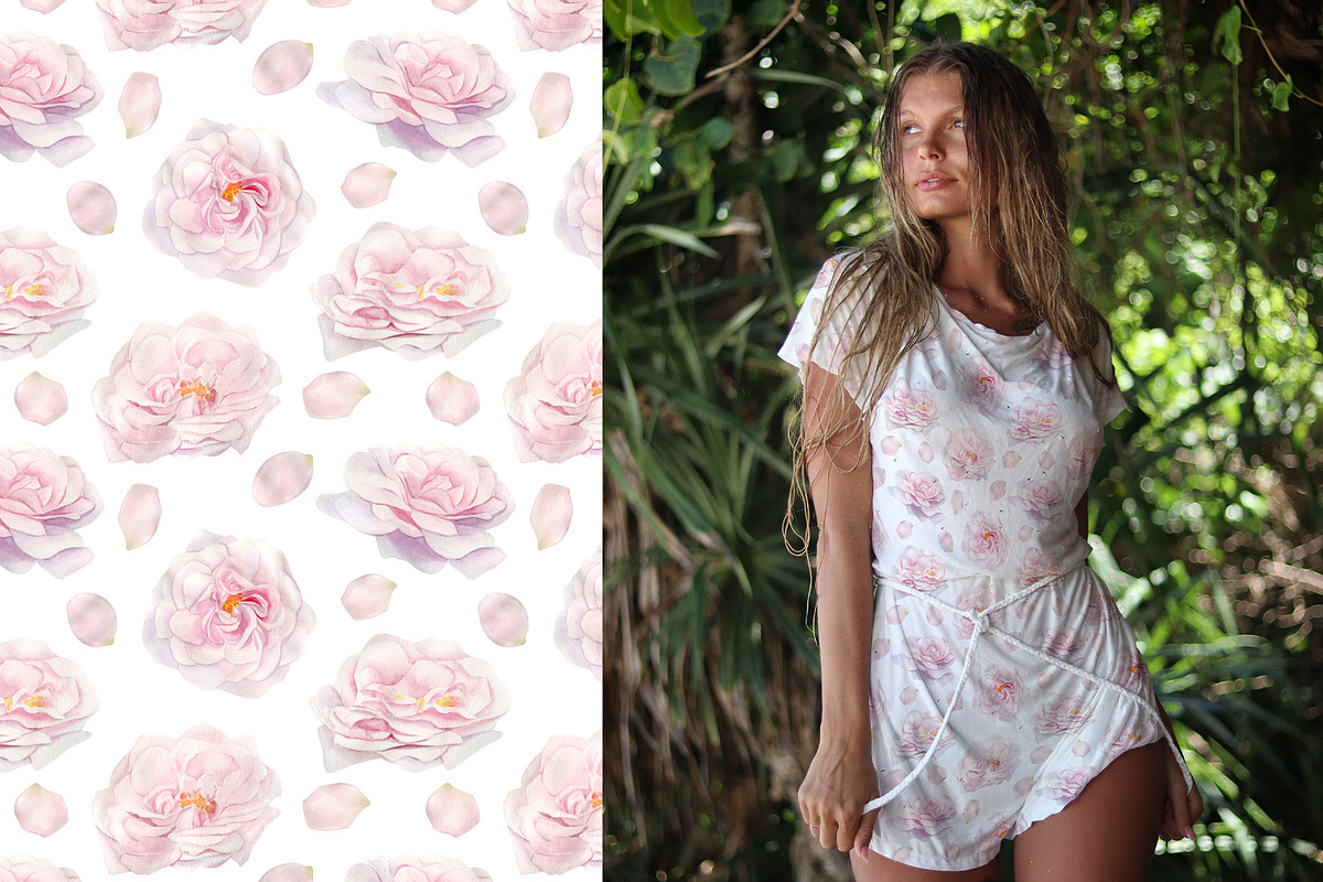 Pink Rose Pattern & Illustration, a Pattern Graphic by NataliArkushArt (Photo 6 of 15)