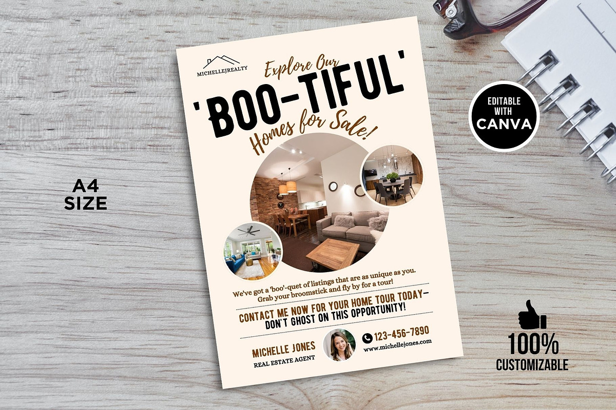 Halloween Real Estate Boo-tiful Home, a Flyer Template by CreativeVinesStore (Photo 3 of 6)