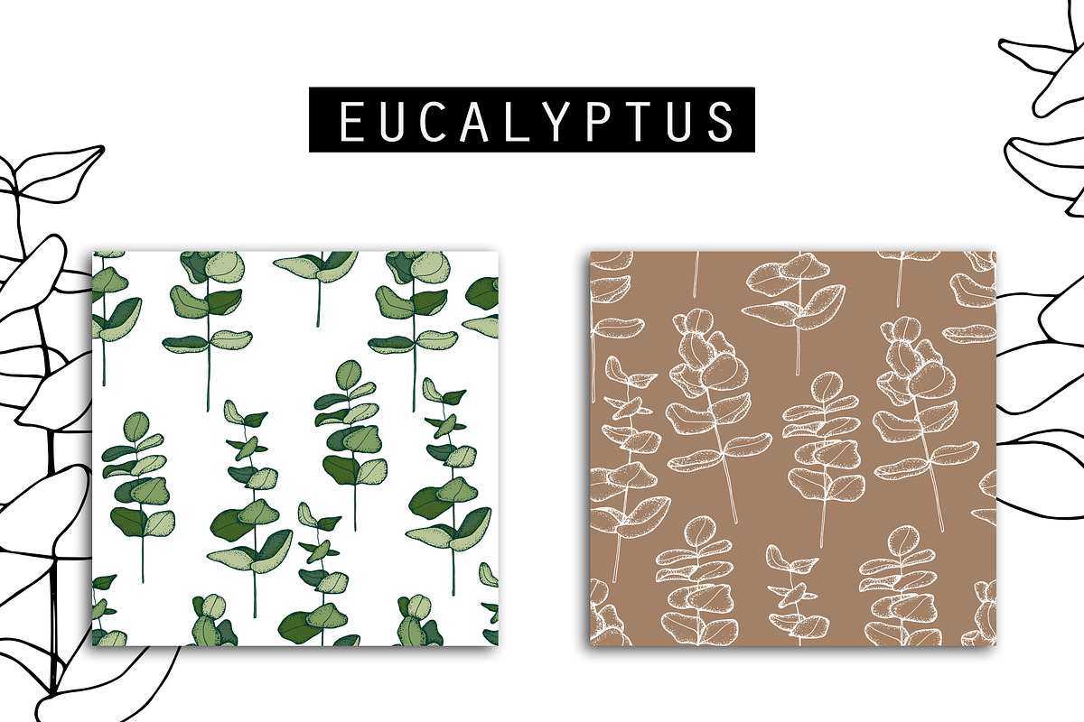 Eucalyptus Digital Paper Pack, a Pattern Graphic by Hand drawn Boutique (Photo 8 of 9)