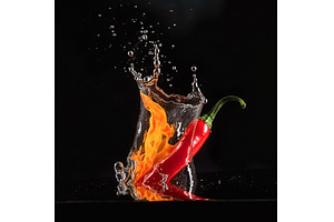 Chili in the clash of water and fire, an Abstract Photo by Visual Generation