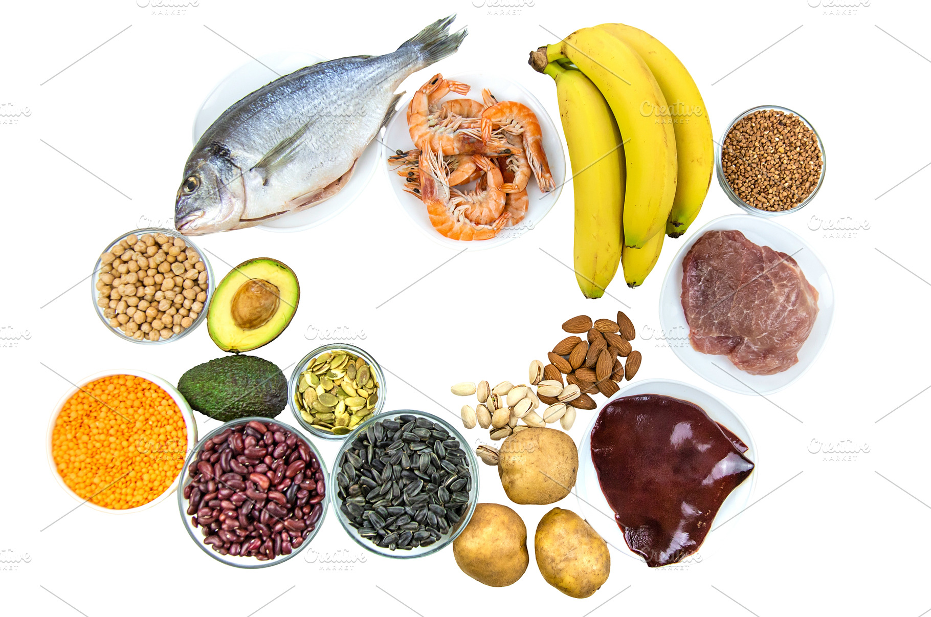 Foods that contain vitamin B6, a Health & Medical Photo by yanadjana