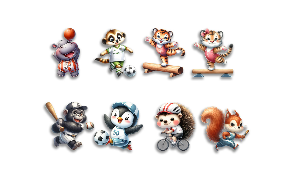 Bright animal sports clipart, an Animal Illustration by ElenazlataArt (Photo 5 of 5)