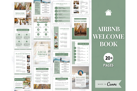 Airbnb Welcome Book Template - Green, a Poster Template by Templatables