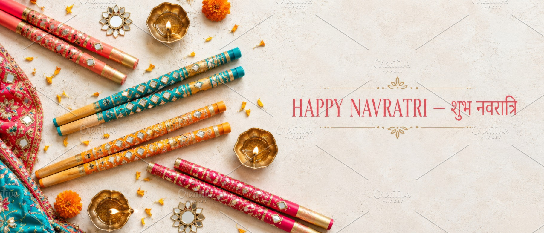 Navratri festival banner with colorf, a Photo by Dvoevnore photos