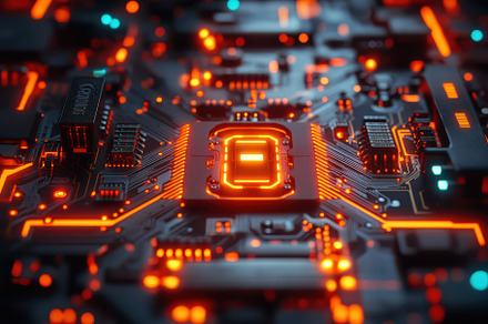 Illuminated CPU on Motherboard Glowi, a Background Photo by Pixeness