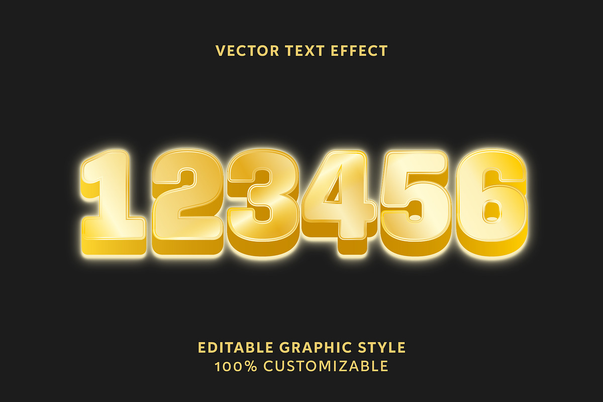 Glossy Golden Rounded Text Effect preview 2