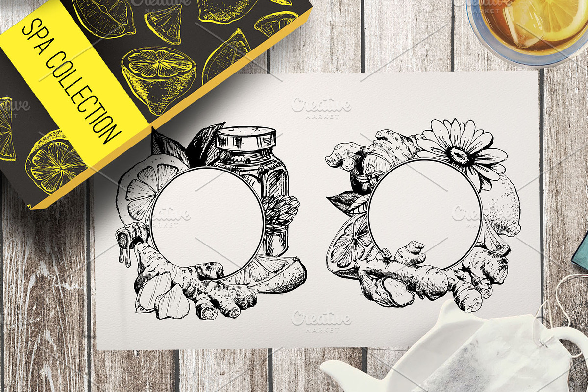 Ginger & lemon. Ink engraving set, a Food Illustration by Alena Kaz (Photo 7 of 7)